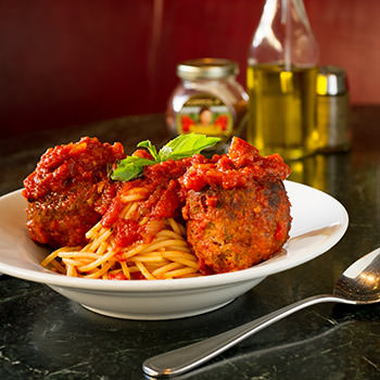 Plate of spaghetti and meatballs